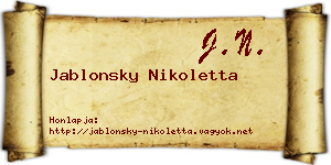 Jablonsky Nikoletta névjegykártya