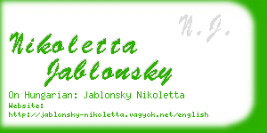 nikoletta jablonsky business card